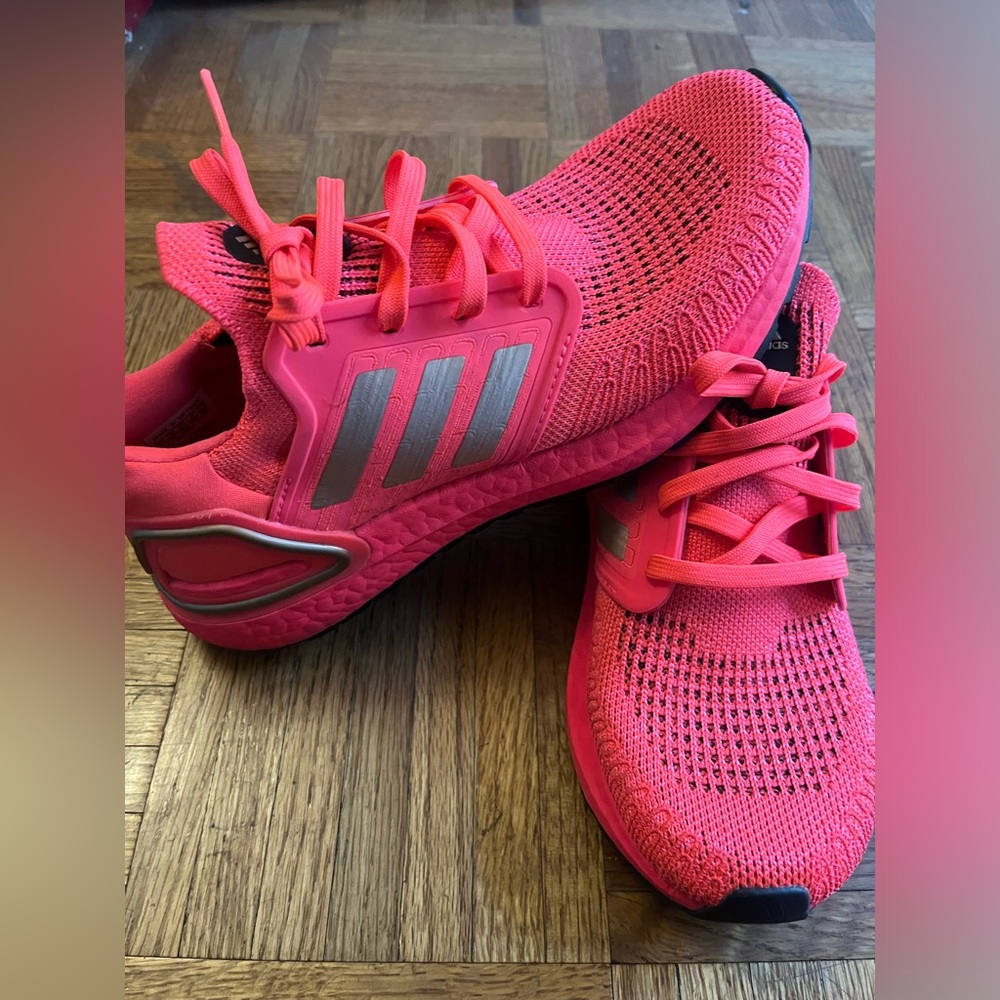 Pre-owned Womens Adidas Ultraboost 2020 Signal Pink Gold Lace Up Size 6.5
